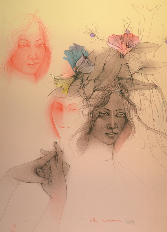 Bruno Bruni, geb. 1935 Gradara, international bekannter Surrealist, hier: Dalla Primavera, Farblithographie, von 1982, signiert und nummeriert ...