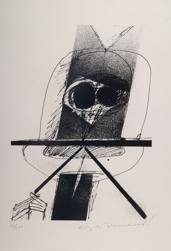Edgar Schmandt, geb. 1929 Berlin, lebt und arbeitet in Mannheim in der Historischen Sternwarte, hier: Amnesty International, Lithographie, ...