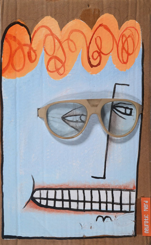 Jim Avignon, geb. 1966, Neurotic Nerd, Mischtechnik auf Karton, ca. 34,5x23 cm