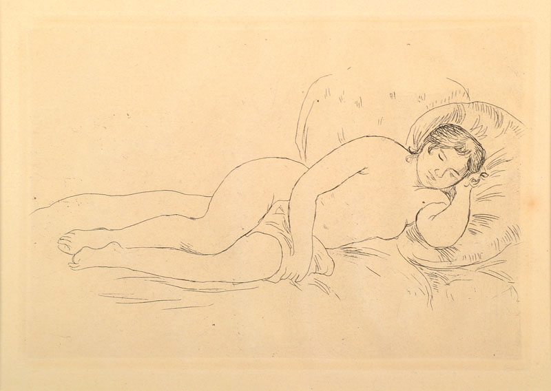 Auguste Renoir, 1841-1919, Femme nue conchee, Radierung, WVZ Melot 14, ca. 17x21 cm, Rahmen