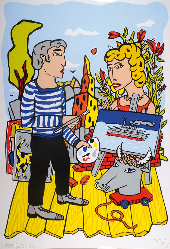 Moritz Götze, geb. 1946, Siebdruck, ohne Titel, signiert und nummeriert 22/45, datiert 2000, ca. 99x69 cm, unter Glas gerahmt