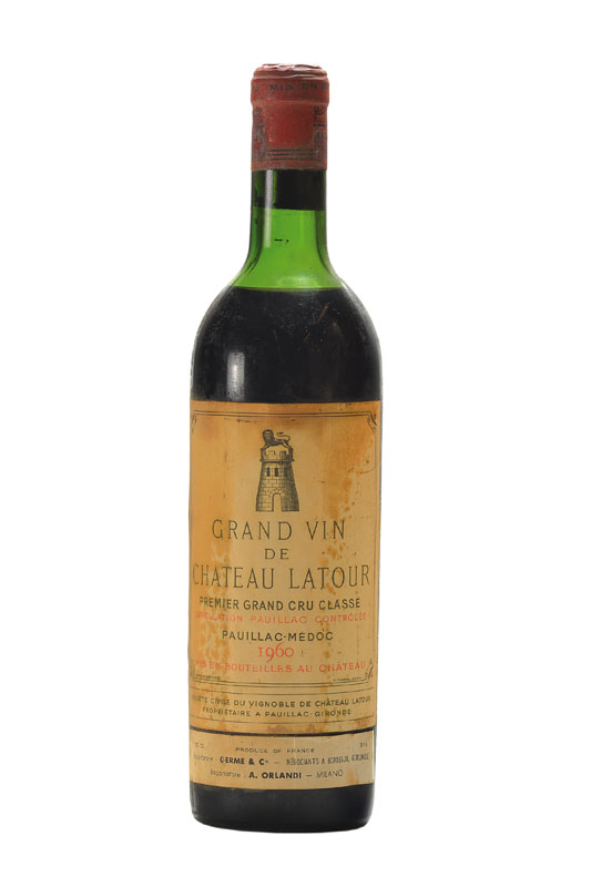 1 Flasche 1960 Chateau Latour, Pauillac -Medoc, Premier Grand Cru Classe, ca. 75 cl, ca. upper mid shoulder, unverkostet, Wine Spectator 89/100 ...