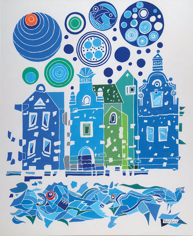 Sabine Pohl, geb. 1953, Pfälzische Künstlerin, Schülerin von Bernd Klimmer u. Alvaro Custagnet, hier: Bewegung, Acryl/Papier, rechts unten ...