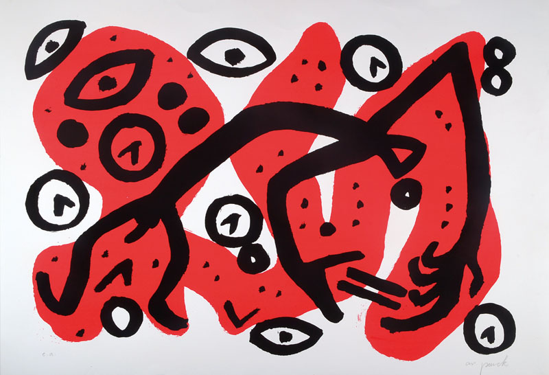 A.R. Penck, geb. 1939 Dresden, Perry Rhodan III, Farbsiebdruck, handsigniert und num. e.a., Auflage 40 plus e.a., Blatt ca. 72 x 99 cm, mit Knicken