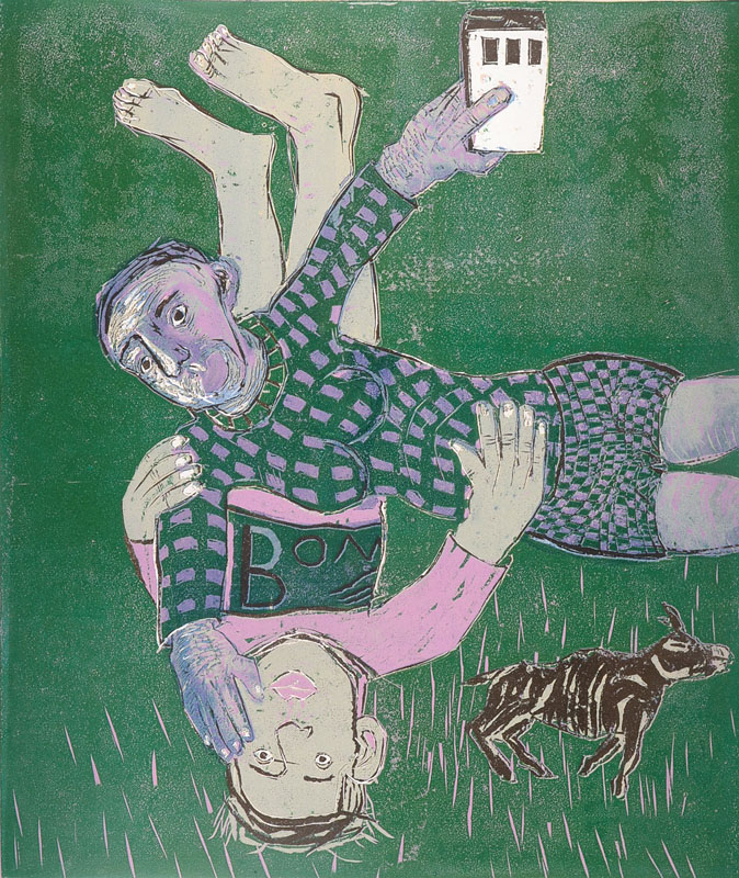 Lothar Seruset, geb. 1956 Ulm, Holzschnitt, signiert und nummeriert 2/4, Blattgr. ca. 76,5x62,5 cm, mit leichten Knicken