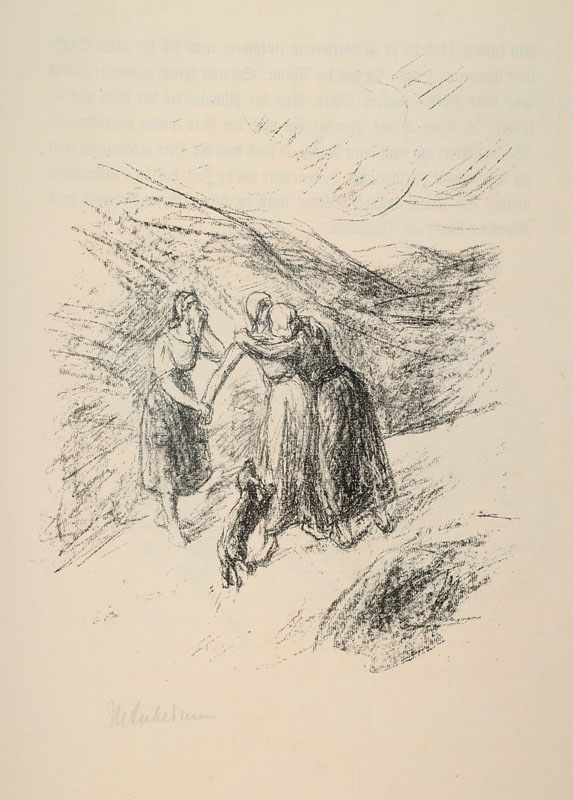 Max Liebermann, 1847-1935, Lithographie auf Bütten, Abschied Naemis und Ruths, 1924, links unten signiert, Auflage 200, Blattgr. ca. 42x30,5 cm