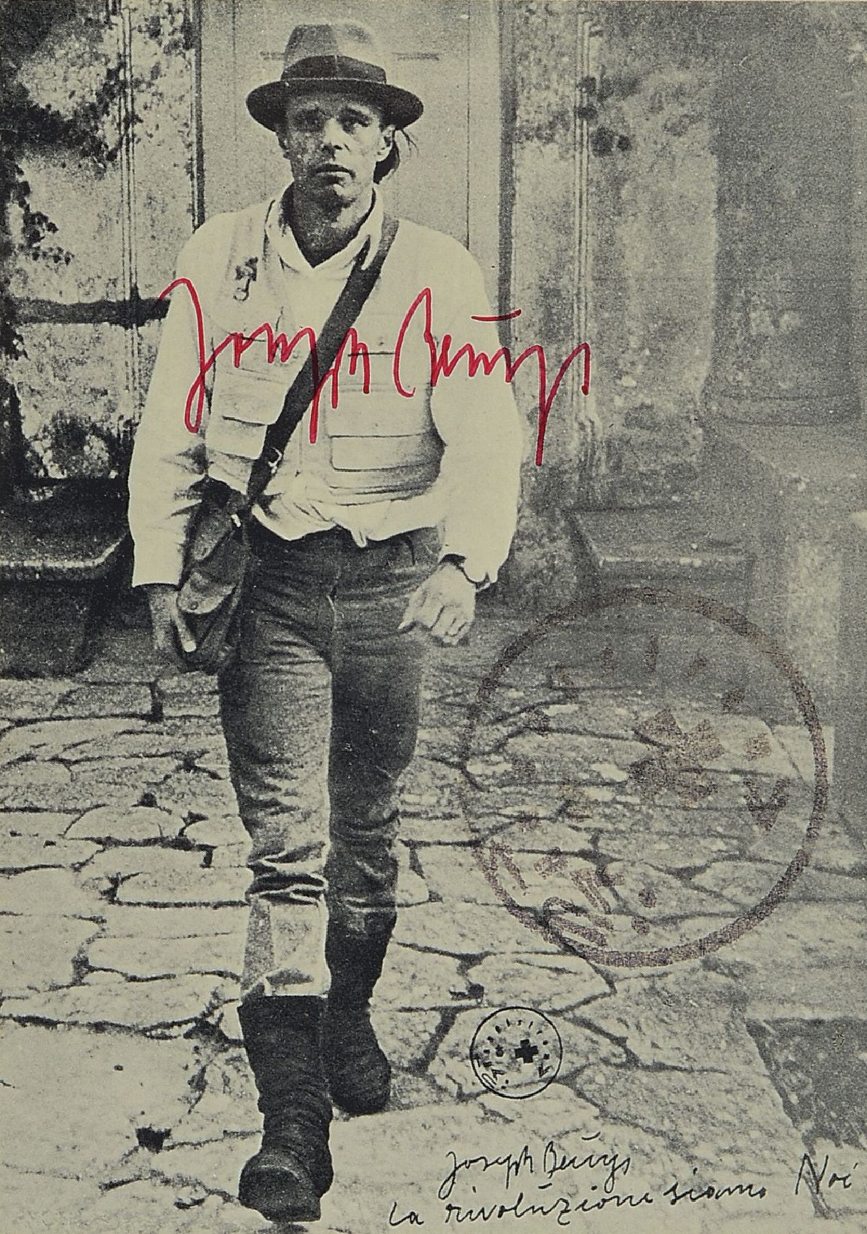 Joseph Beuys, 1921-1986, Postkarten- Multiple, handsigniert, mit FIU Stempel, ca. 15x10cm, unter Glas, Rahmen
