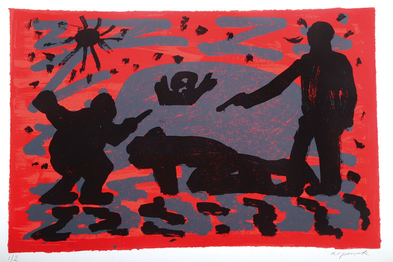A.R. Penck, geb. 1939, Farbsiebdruck, handsigniert, num. 1/2, ca. 60x90cm