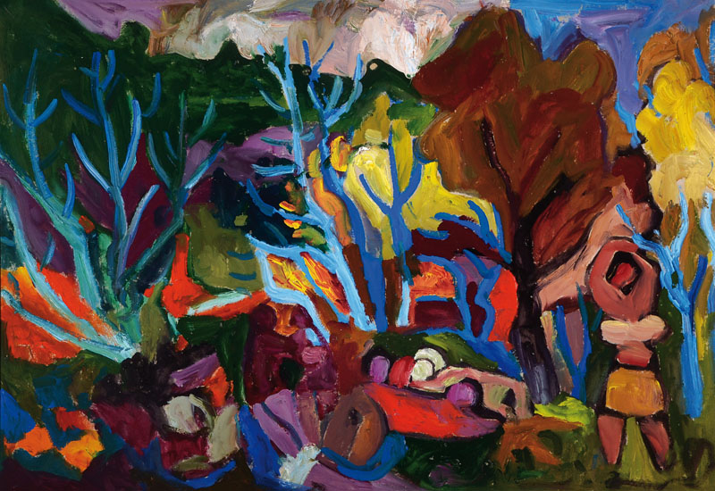 Miklos Nemeth, 1934-2012, Abstrakte Komposition, Acryl auf Malkarton, signiert, ca. 70x100cm, Rahmen