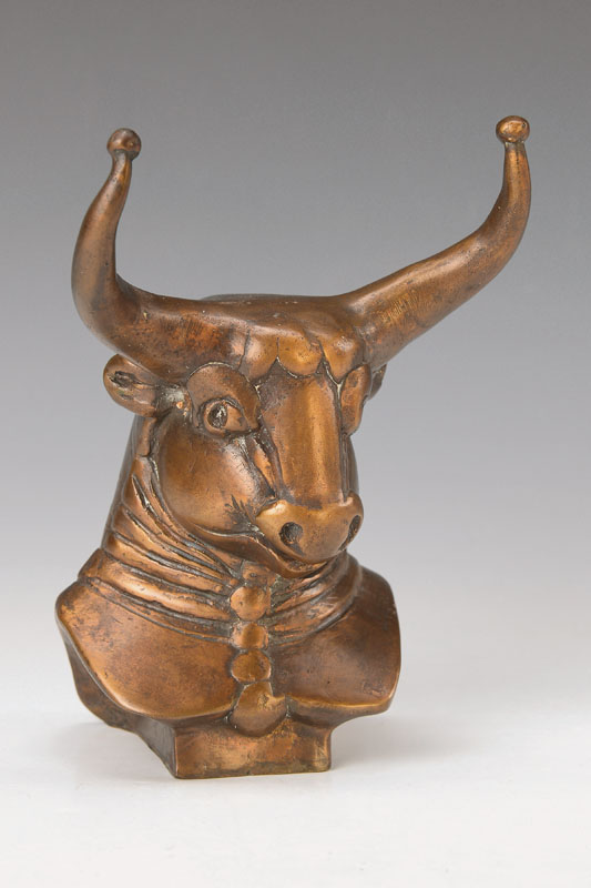 Gernot Rumpf, geb. 1941, Stierkopf, Bronze, signiert, datiert 1996, nummeriert 19/25, Gießerstempel Strehle, H. ca. 19,5 cm