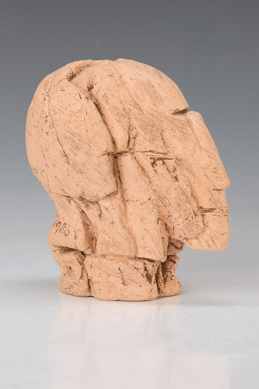 Prof. Eberhard Linke, geb. 1937, Kopf, Ton, signiert und datiert 1986, H. ca. 14 cm