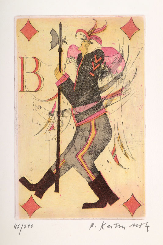 Bernd Kastenholz, geb. 1943 Speyer, Mappe mit 16 Radierungen, Kartenspiel, Palatia Galerie, je signiert und nummeriert 46/200, Plattengr. ca. ...