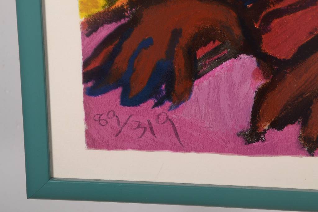 Detail c: Michael Leu, geb. 1951, Lithographie, Patio 56, signiert und nummeriert 89/319, Motiv ca. 69x98 cm, unter Glas gerahmt