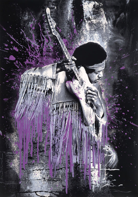 Mr. Brainwash, geb. 1966, bekannter Amerikanischer Künstler, hier: Jimi Hendrix Purple, signiert und nummeriert 63/70, Blattgr. ca. 76x57 cm