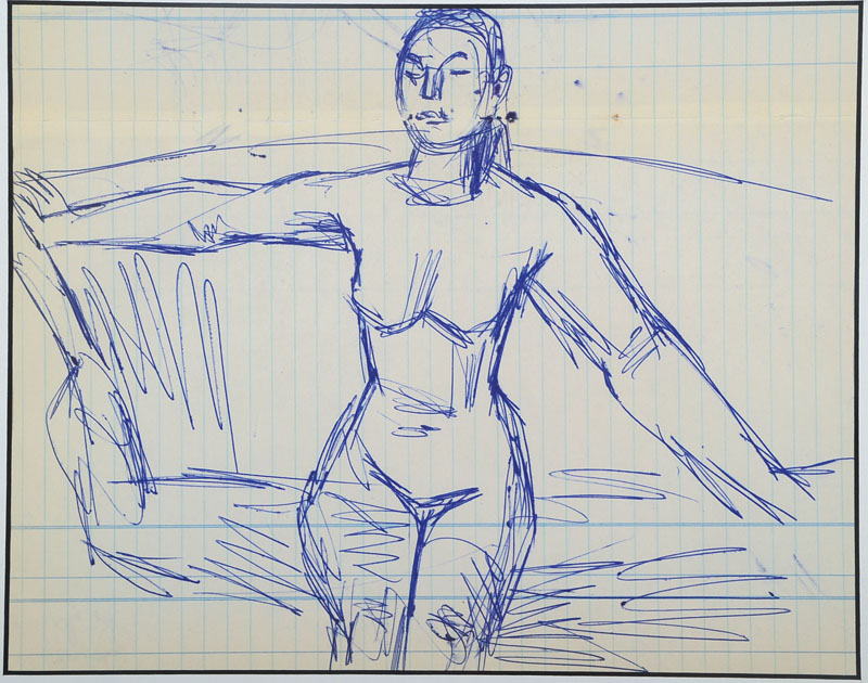 Karl Hubbuch, 1891-1979, Tinte, Nachlaßstempel, ca. 23x31,3 cm, unter Glas gerahmt