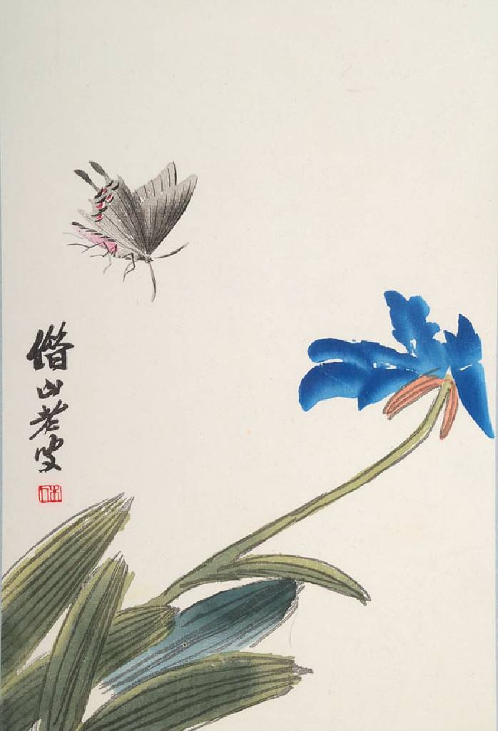 Qi Baishi, 1864-1957, Holzschnitt auf Reispapier in Seidenbrokat gefasst, um 1950, Signaturstempel, Provenienz: Nachlaß Frank Hänel Galerie ...