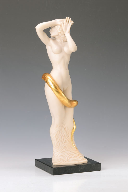 Ernst Fuchs, 1930-2015, Skulptur, Frau Lot, teilvergoldet, signiert und nummeriert 3/500, H. ca. 44 cm, auf Sockel