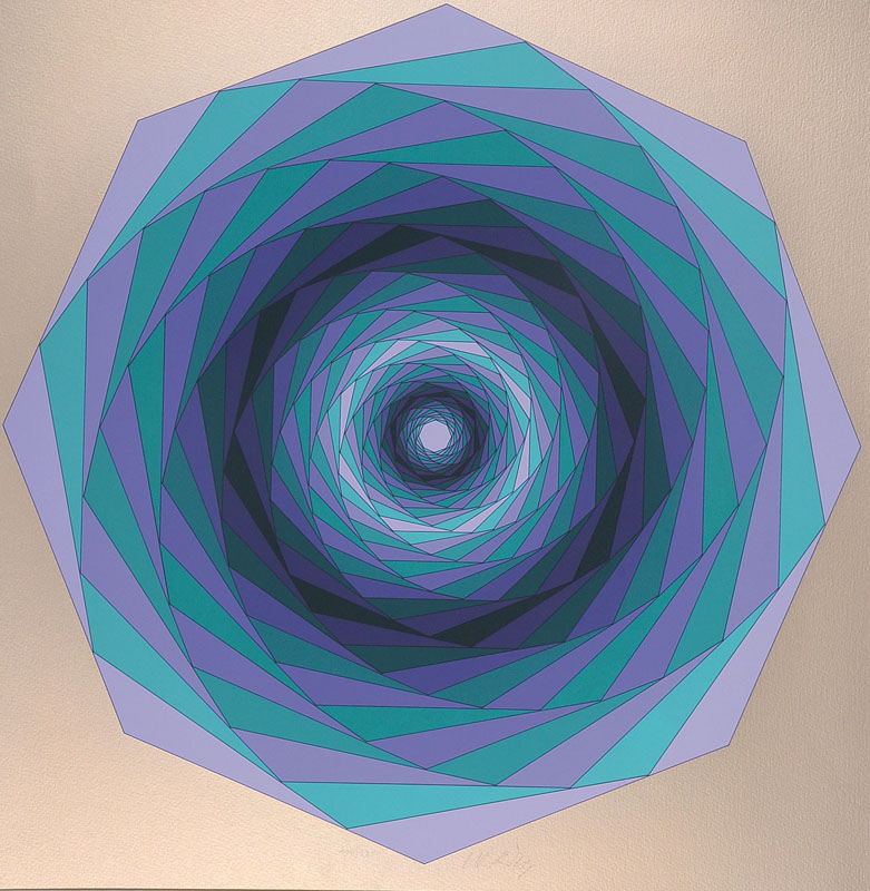 Victor Vasarely, 1906-1997, Serigraphie auf weiß-goldenem Hintergrund auf Karton, Sirius, handsigniert und nummeriert 120/125, Blattgr. ca. 65x61 ...