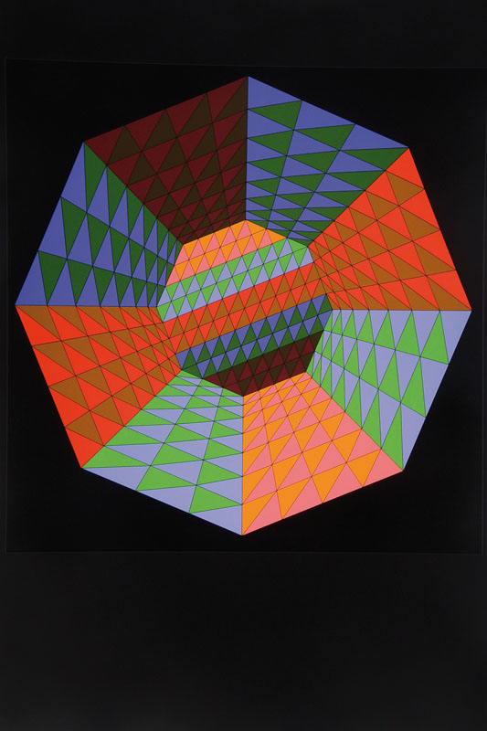 Victor Vasarely, 1906-1997, Heisenberg, Serigraphie in 18 Farben, 1979, handsigniert und nummeriert 101/125, Kat. Wiesloch 1986, S. 136, Blattgr. ca. ...