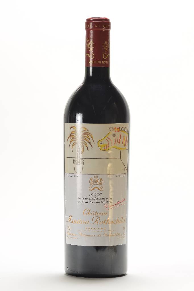 1 Flasche 2006 Chateau Mouton Rothschild , Pauillac, Premier Cru Classe, Künstleretikett: Lucian Freud, ca. 75 cl, ca. high fill, unverkostet, sehr ...