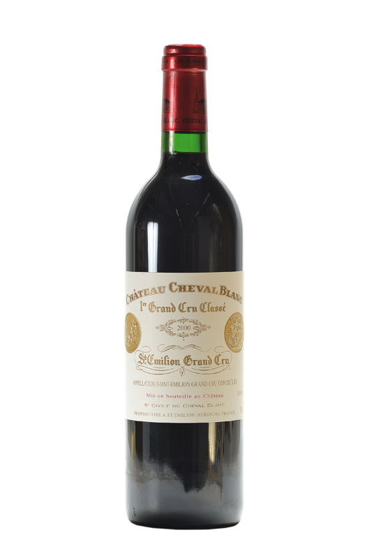 1 Flasche 2000 Chateau Cheval Blanc , Saint Emilion, Premier Grand Cru Classe, ca. into neck, ca. 75 cl, ca. 13,5 % Vol., unverkostet, sehr selten im ...