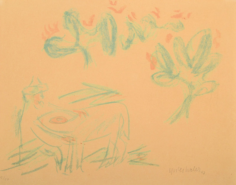 HAP Grieshaber, 1909-1981, Mann mit Esel, Lithographie, signiert und nummeriert 15/50, PP, ca. 26 x 33 cm, unter Glas gerahmt