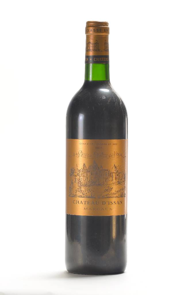 1 Flasche 2002 Chateau D'Issan, Margaux, Grand Cru Classe, ca. 75 cl, ca. into neck, ca. 12,5 %, Etikett min. beschmutzt, unverkostet, Jean-Marc ...