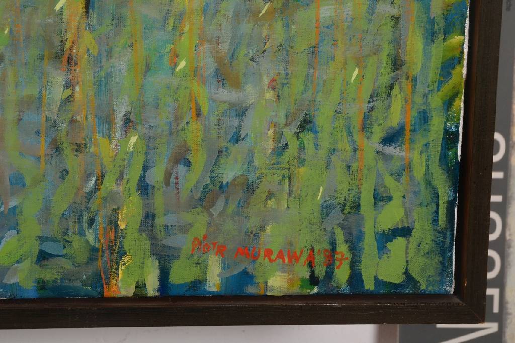 Detail a: Piotr Murawa, zeitgenössischer polnischer Künstler aus Katowice, Nature II, rückseitig betitelt, Öl/Lwd, rechts unten signiert und datiert 87, ...