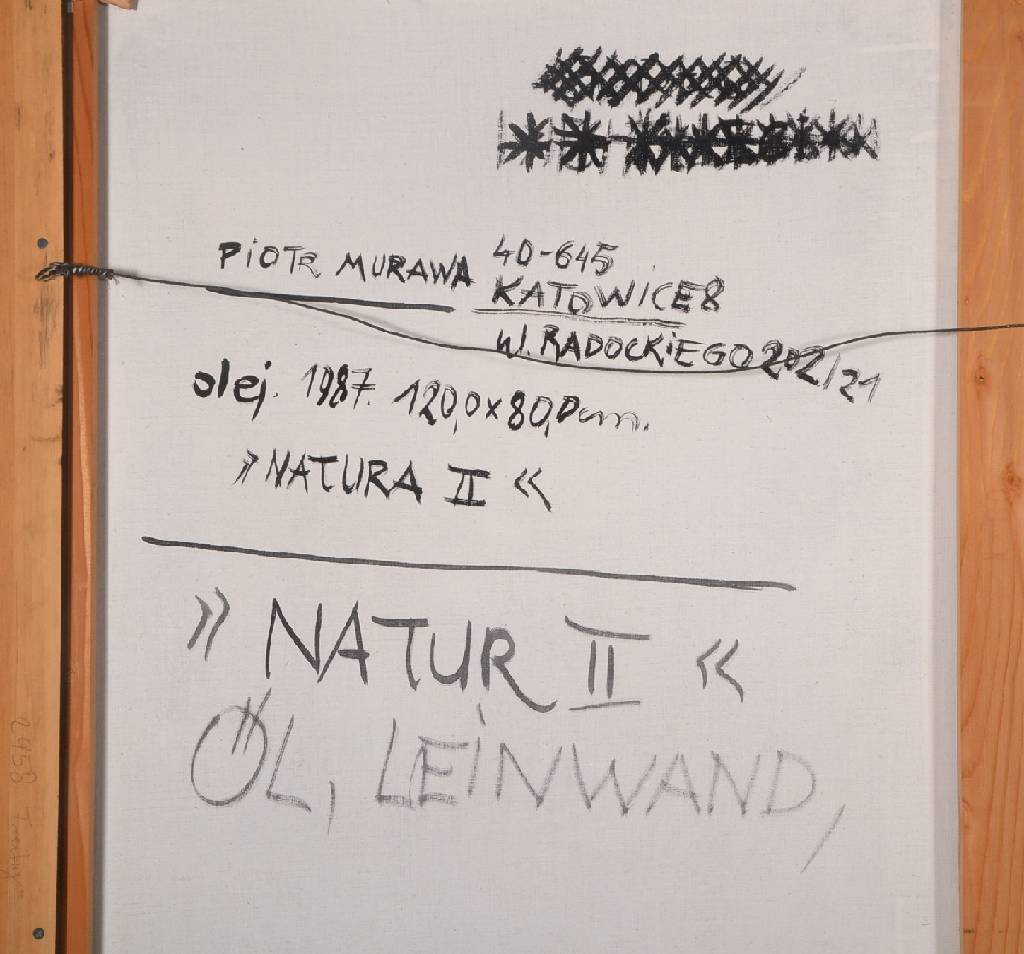 Detail b: Piotr Murawa, zeitgenössischer polnischer Künstler aus Katowice, Nature II, rückseitig betitelt, Öl/Lwd, rechts unten signiert und datiert 87, ...