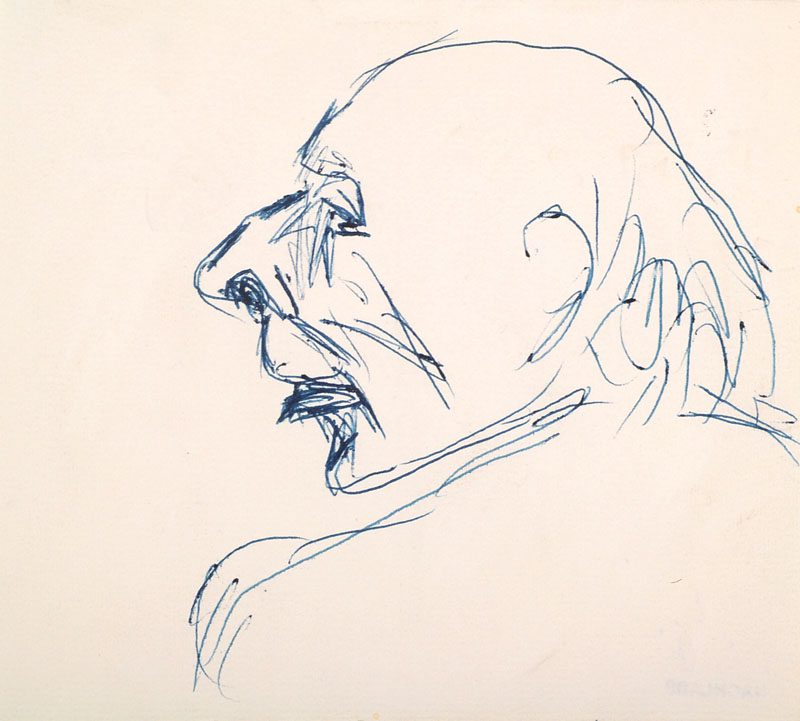 Karl Hubbuch, 1891-1979, Federzeichnung, Nachlassstempel auf der Rückseite, Blattgr. ca. 13x14,5 cm, PP, Blatt mit leichten Knicken