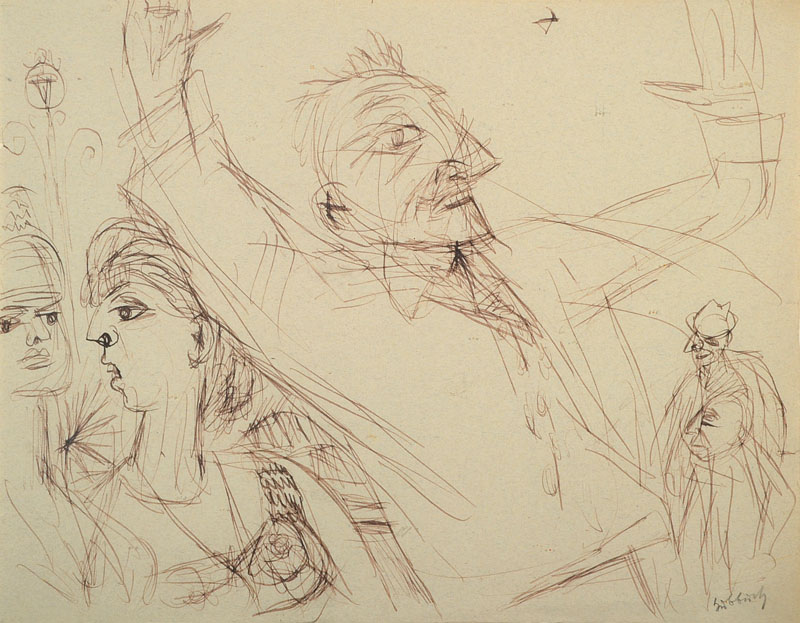 Karl Hubbuch, 1891-1979, Federzeichnung, rechts unten handsigniert, 28x36 cm, unter Glas gerahmt