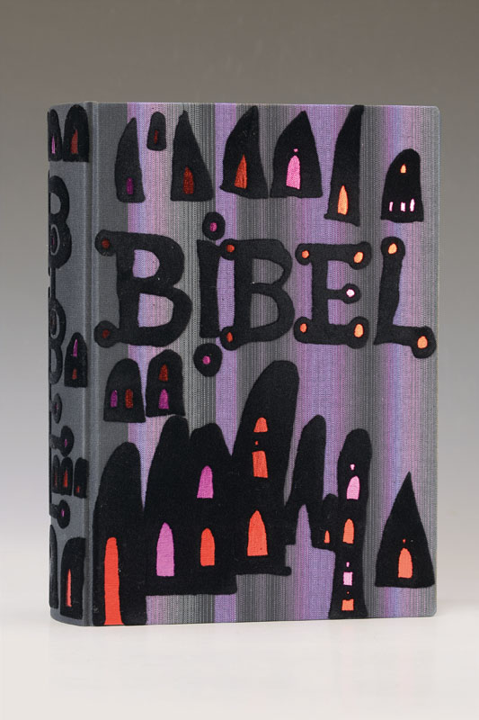 Die Bibel illustriert von Friedensreich Hundertwasser, Pattloch Verlag 1995, Einband und Schuber gestaltet von Hundertwasser, guter Zustand