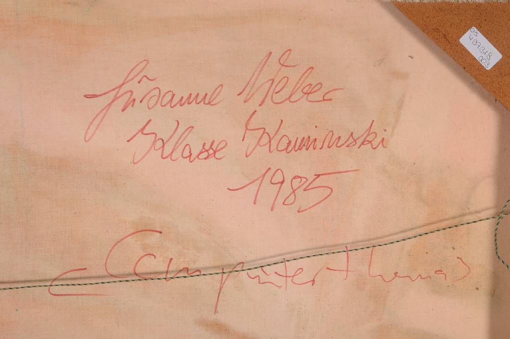 Detail a: Susanna Iris Weber, geb. 1962 Leimen/Baden, Kaminski Schülerin, Computerthema, Acryl/Lwd, rückseitig signiert und betitelt, datiert 1985, ca. 94x90 ...