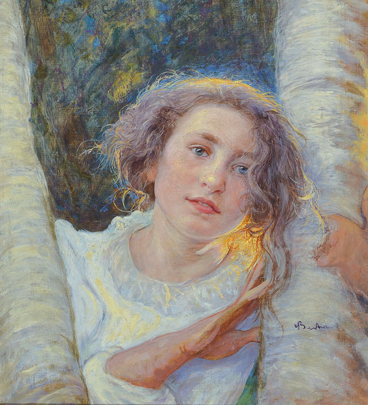 Edouardo Berta, 1867 Giubiasco-1931 Lugano, Porträt eines Mädchens, Öl/Lwd, rechts unten signiert, ca. 50x45cm, Rahmen