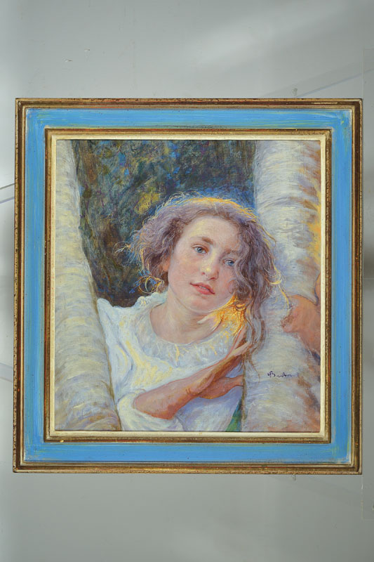 Detail a: Edouardo Berta, 1867 Giubiasco-1931 Lugano, Porträt eines Mädchens, Öl/Lwd, rechts unten signiert, ca. 50x45cm, Rahmen