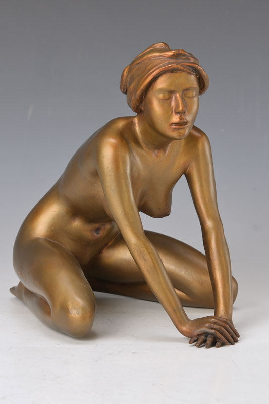 Arno Breker, 1900-1991, Mädchen mit Kopftuch, Bronze, signiert und nummeriert 152/499, Venturi-Arte Stempel, H. ca. 20 cm