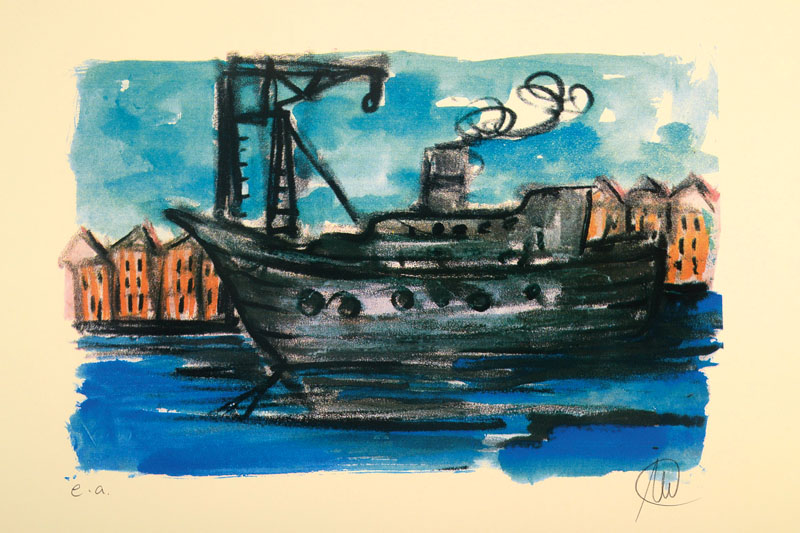 Markus Lüpertz, geb. 1941, Wirtschaft und Hafen, 2003, Farbserigraphie, handsigniert und nummeriert e.a., Blattgr. ca. 53,5x75,5 cm