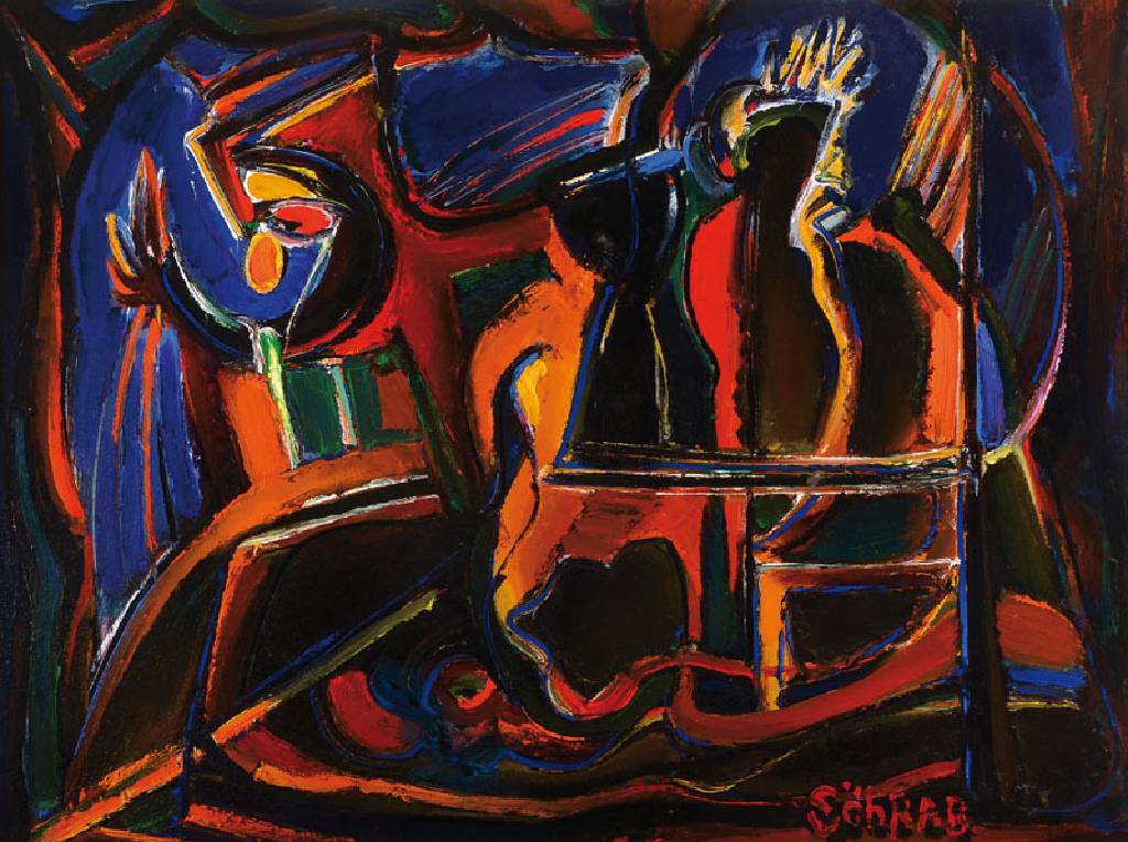Arabow, geb. 1945, Russischer Künstler, hier: Abstrakte Komposition, Acryl/Lwd, rechts unten signiert, rückseitig kyrillisch signiert und ...