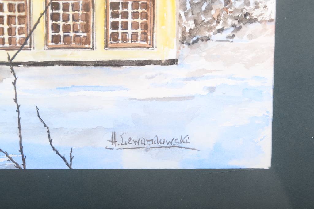 Detail a: Horst Lewandowski, 1921-2012, naiver Maler aus Garmisch-Partenkirchen, Aquarell auf Papier, signiert, PP, ca. 22x32 cm, unter Glas gerahmt