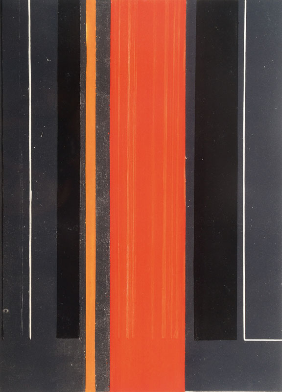 Unbekannter Französischer Künstler, Abstrakte Komposition in Schwarz-Rot, Farblithographie übermalt, Acryl, unleserlich signiert, Motiv ca. 29x21 ...