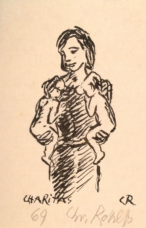 Christian Rohlfs, 1849-1938, Charitas, Lithographie für die Hagener Winterhilfe 1932, handsigniert und num. 69 (von 100 auf Japanpapier), ca. ...