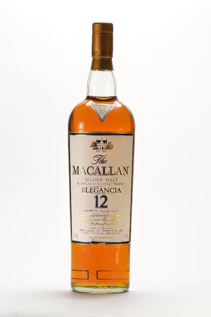 1 Flasche The Macallan Elegancia 12 years old Single Malt, Highland Scotch Whisky, ca. 1 Liter, ca. 40 % Vol., Abstand zwischen Kapsel und Whisky: ...