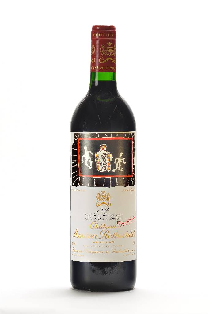 1 Flasche 1994 Chateau Mouton Rothschild, Pauillac, Künstleretikett: Karel Appel-"Dessininedit de", Füllstand: ca. high fill, ...