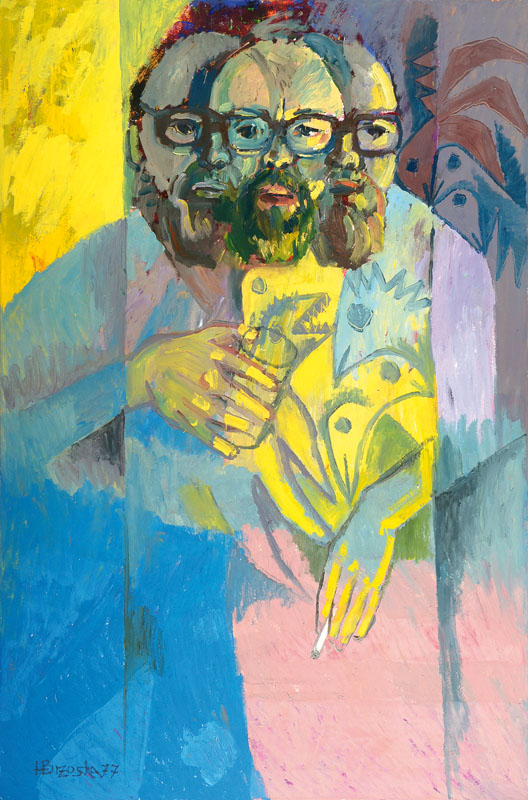 Heinz Brzoska, 1942 Kattowitz-2015 Ludwigshafen, Selbstporträt, Öl/Lwd, links unten signiert und datiert 77, ca. 105x70cm