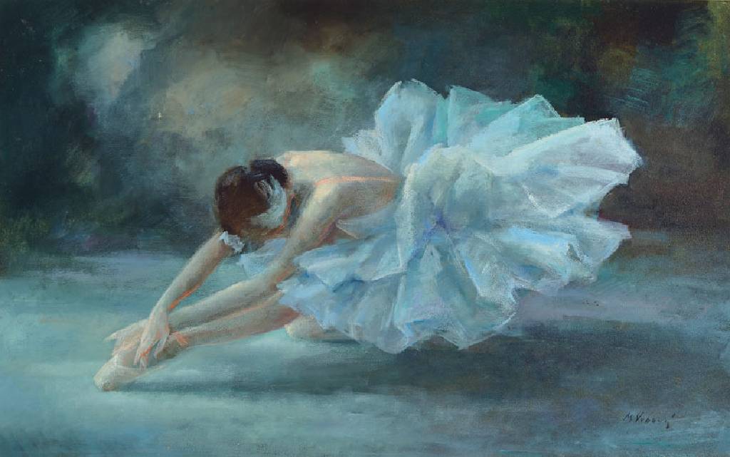 Marie Vrbová, geb. 1909 Schinkau/Böhmen - 1991 Stuttgart, Ballerina, Öl/Hartfaser, li. u. signiert, l. Gebr.spuren, ca. 76 x 75cm