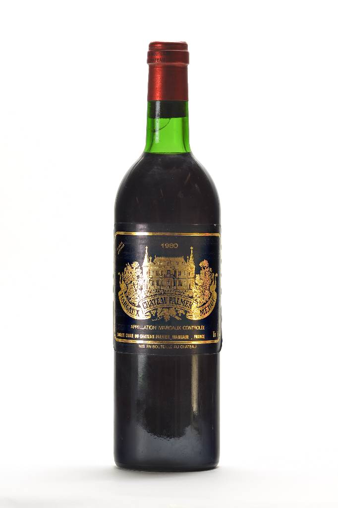 5 Flaschen 1980 Chateau Palmer, Margaux, je ca. 75 cl, Füllstände: je ca. top shoulder, unverkostet, selten im Angebot, Etiketten teilw. l. besch., ...
