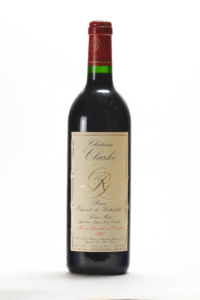 12 Flaschen 1993 Chateau Clarke, Baron Edmond de Rothschild, Listrac-Medoc, je ca. 75cl, 12,5 % Vol, Füllstände: ca. into neck und besser, ...