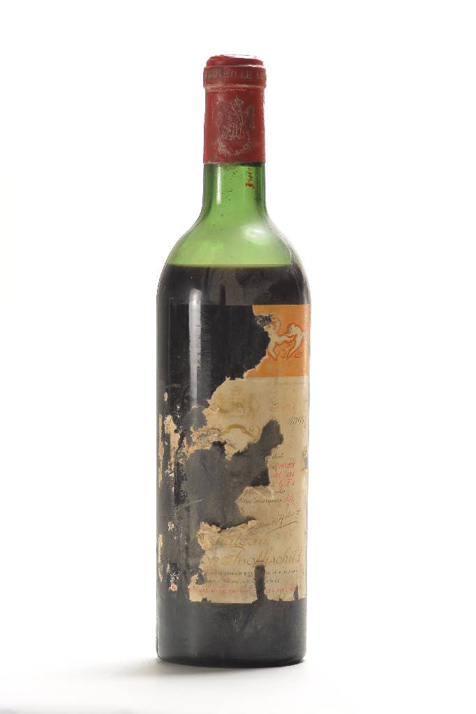 1 Flasche 1965 Chateau Mouton Rothschild, Pauillac, Künstleretikett: Dorothea Tanning, ca. 75 cl, Füllstand: ca. below mid shoulder, Etikett besch. ...