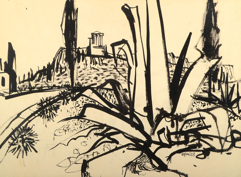 Otto Wilhelm Eglau, 1917-1988, Konvolut aus zwei Grafiken, Radierung "Am Strand", sig. u. num. 3/30, dat. 57, Platte ca. 30x79 cm, ...
