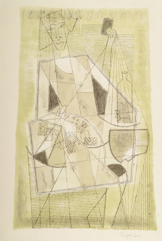Rolf Müller-Landau, 1903-1956, Die Kartenlegerin, Lithographie, handsigniert, Ed. Hauspresse der Arbeitsgemeinschaft Pfälzer Künstler, ca. ...